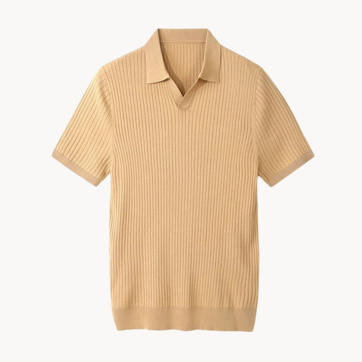 Mens Polo Shirt Lyocell Blend Rib Placket Regular Fit