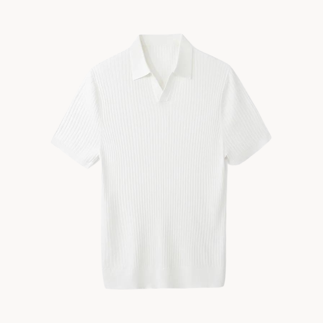 Mens Polo Shirt Lyocell Blend Rib Placket Regular Fit