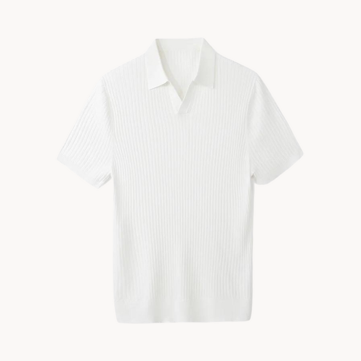 Mens Polo Shirt Lyocell Blend Rib Placket Regular Fit