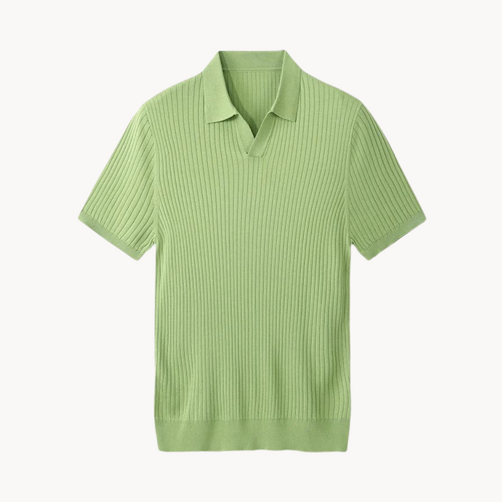Mens Polo Shirt Lyocell Blend Rib Placket Regular Fit