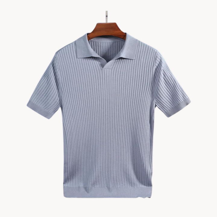 Mens Polo Shirt Lyocell Blend Rib Placket Regular Fit