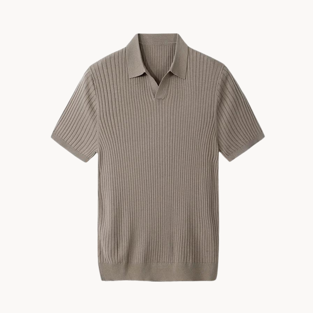 Mens Polo Shirt Lyocell Blend Rib Placket Regular Fit - BritishMode