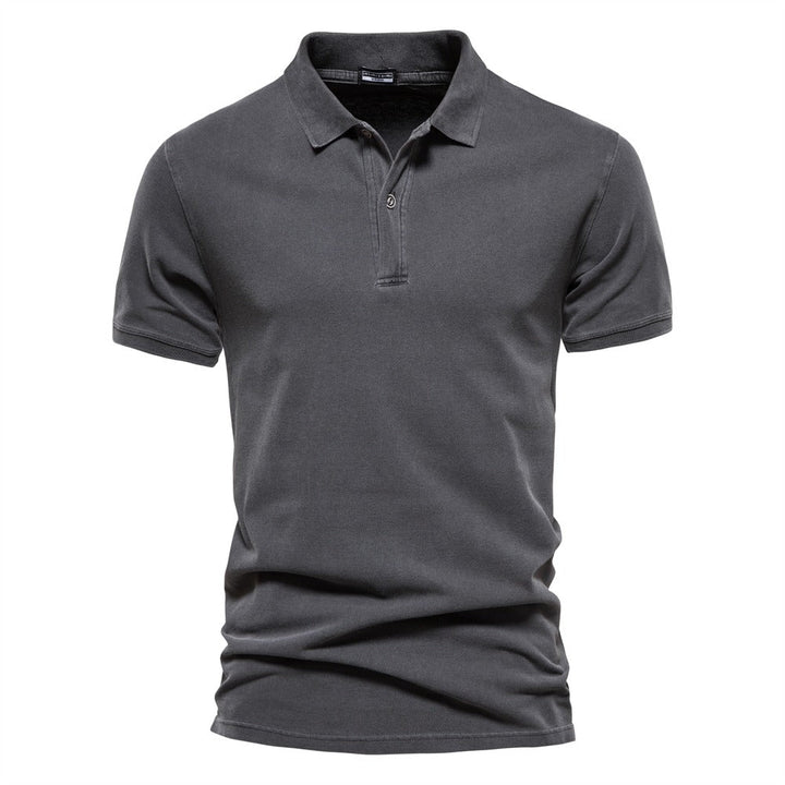 Mens Polo Shirt Ribbed Collar Three-Button Placket Regular Fit