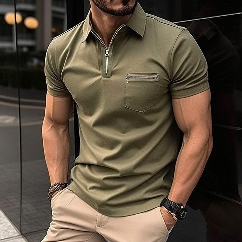 Mens Polo Shirt Breathable Blend Relaxed Fit