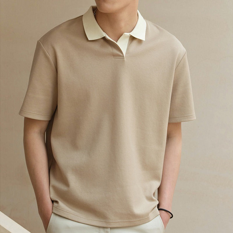 Mens Polo Shirt Breathable Blend Loose Fit Knit Collar