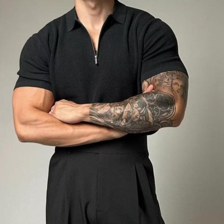 Mens Polo Shirt Breathable Blend Muscle Fit Moisture Wicking