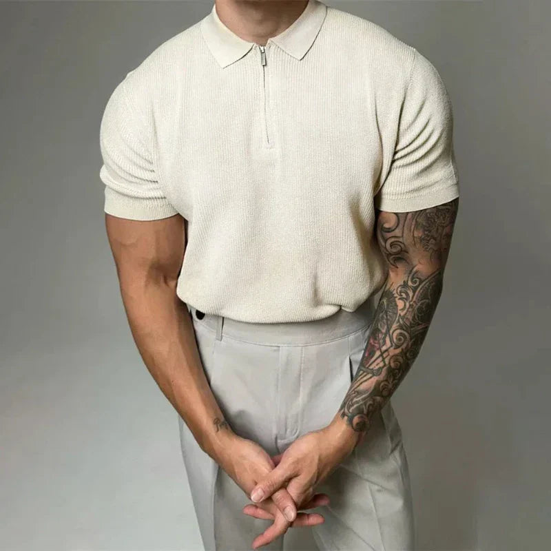 Mens Polo Shirt Breathable Blend Muscle Fit Moisture Wicking