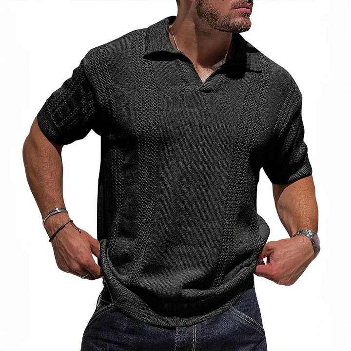 Mens Polo Shirt Breathable Knit Blend Fold Collar