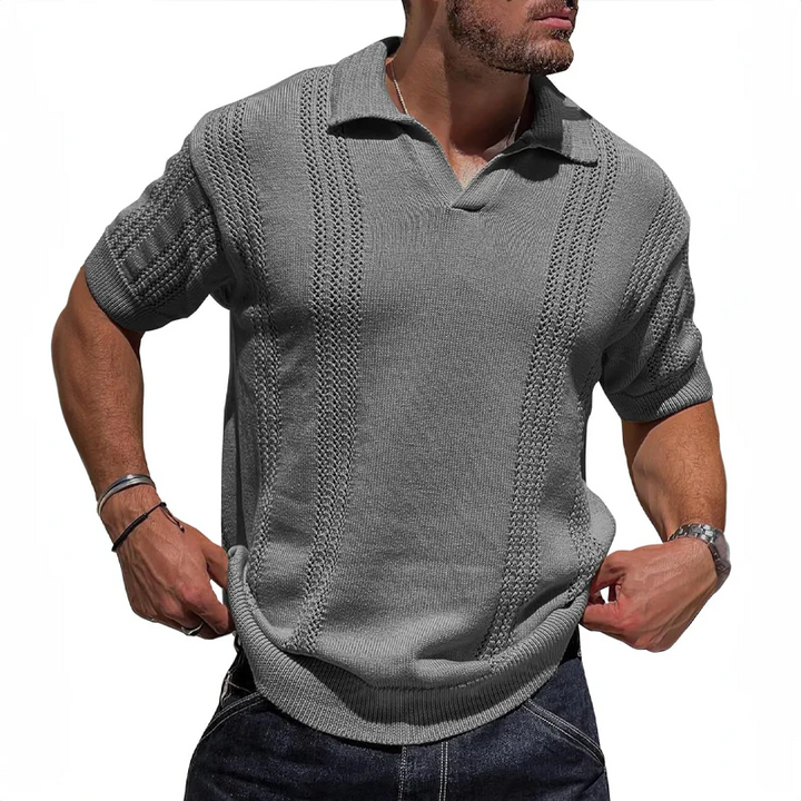 Mens Polo Shirt Breathable Knit Blend Fold Collar