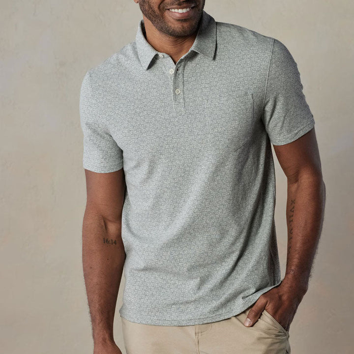 Mens Polo Shirt Soft Breathable Blend Button Placket - BritishMode