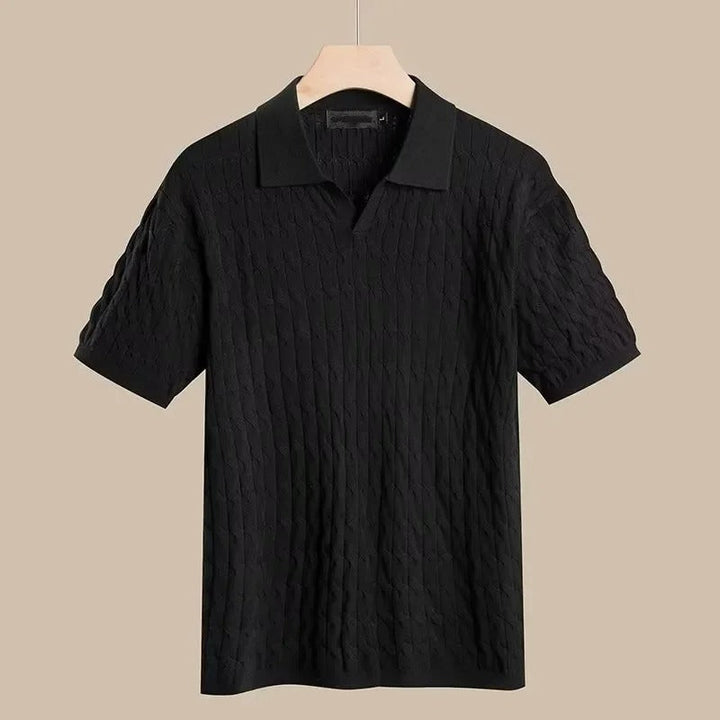 Mens Polo Shirt Fine Rope Knit Enhanced Airflow