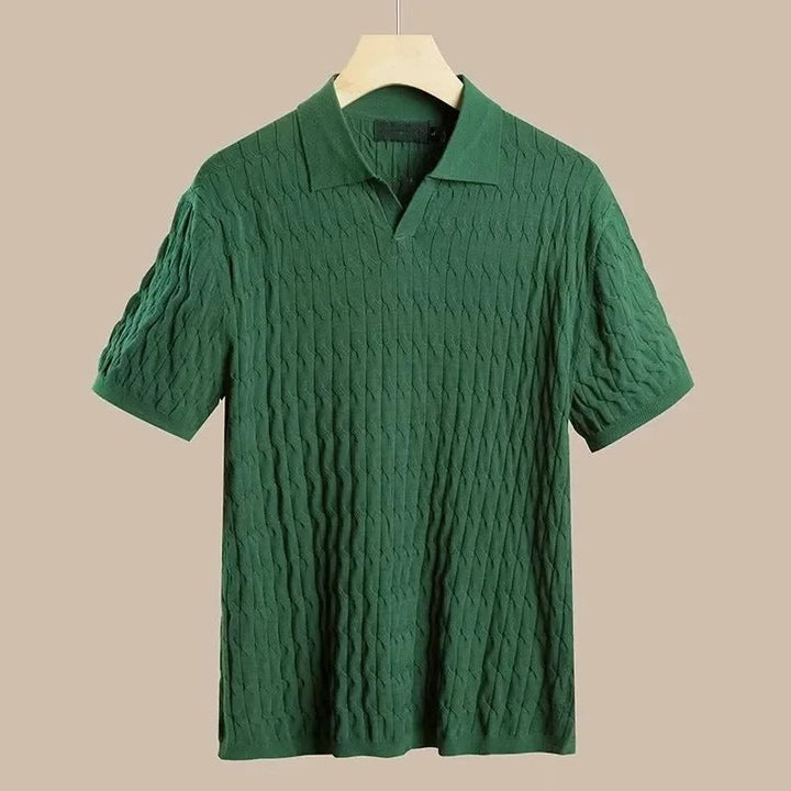 Mens Polo Shirt Fine Rope Knit Enhanced Airflow