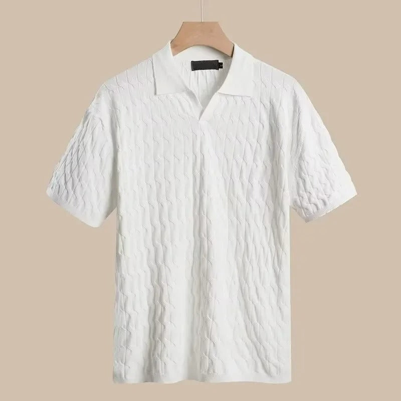 Mens Polo Shirt Fine Rope Knit Enhanced Airflow - BritishMode