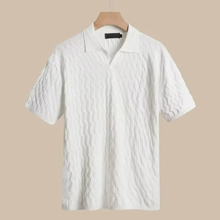 Mens Polo Shirt Fine Rope Knit Enhanced Airflow - BritishMode