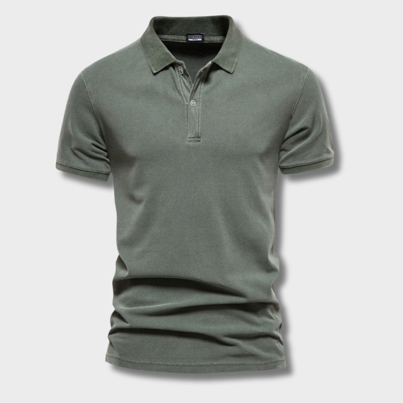 Mens Polo Shirt Knit Collar Three-Button Placket Regular Fit - BritishMode