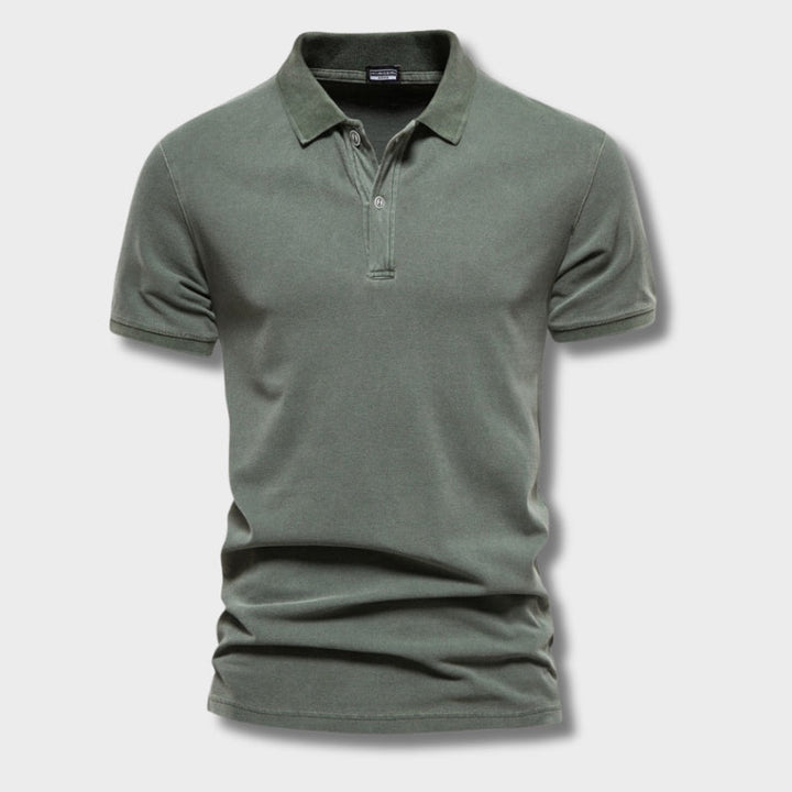 Mens Polo Shirt Knit Collar Three-Button Placket Regular Fit - BritishMode