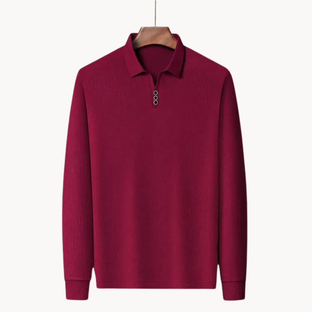 Mens Long Sleeve Polo Shirt Breathable Blend Point Collar