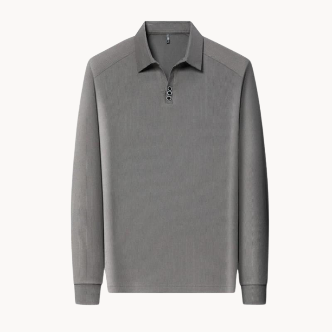Mens Long Sleeve Polo Shirt Breathable Blend Point Collar