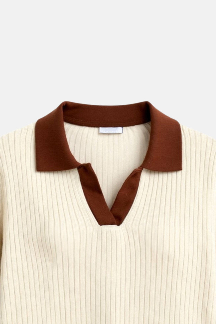 Mens Polo Shirt Semi-Sheer Blend Notched Collar