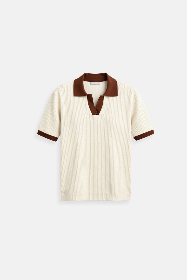 Mens Polo Shirt Semi-Sheer Blend Notched Collar - BritishMode