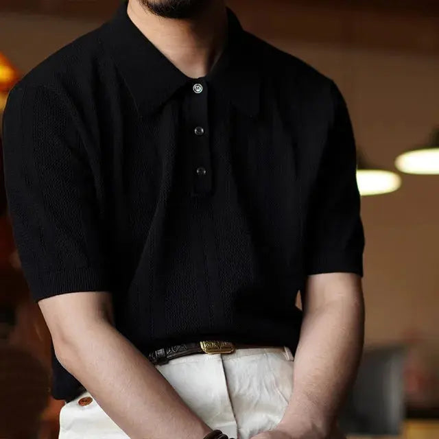 Mens Polo Shirt Polyester Blend Knit Cool Airflow Collar