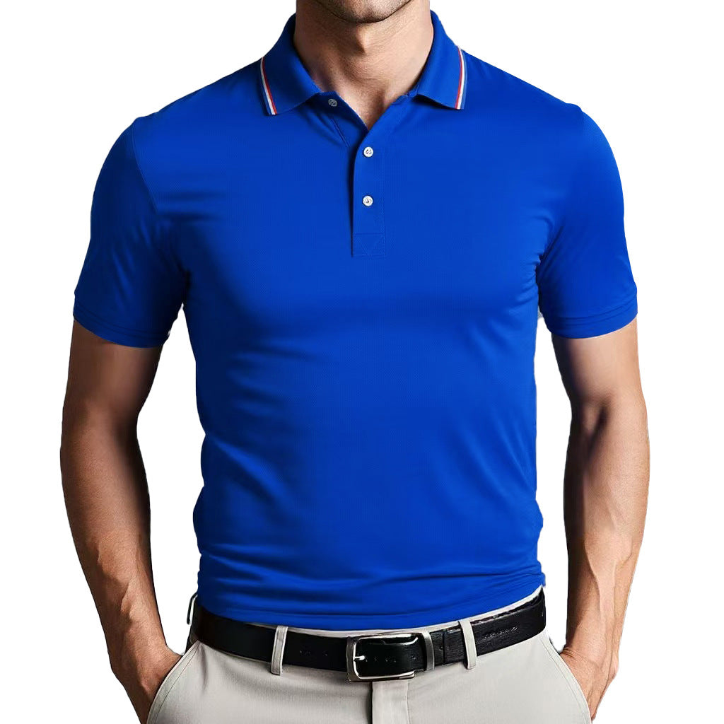 Mens Polo Shirt Polyester Blend Slim Fit Breathable