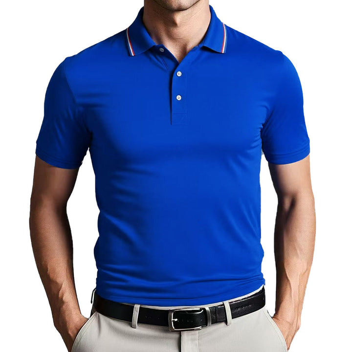 Mens Polo Shirt Polyester Blend Slim Fit Breathable