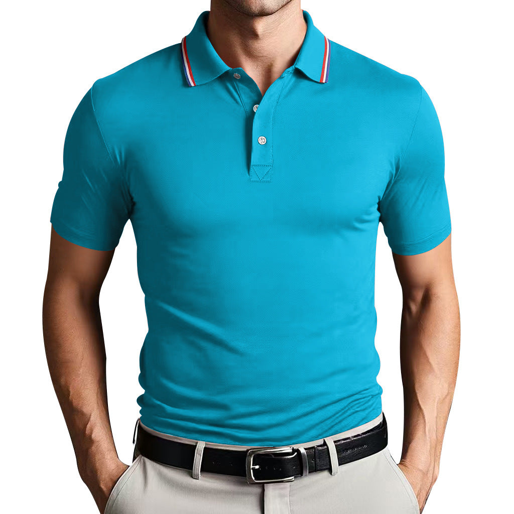 Mens Polo Shirt Polyester Blend Slim Fit Breathable