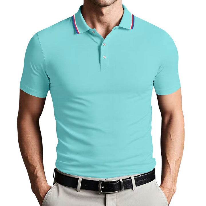 Mens Polo Shirt Polyester Blend Slim Fit Breathable