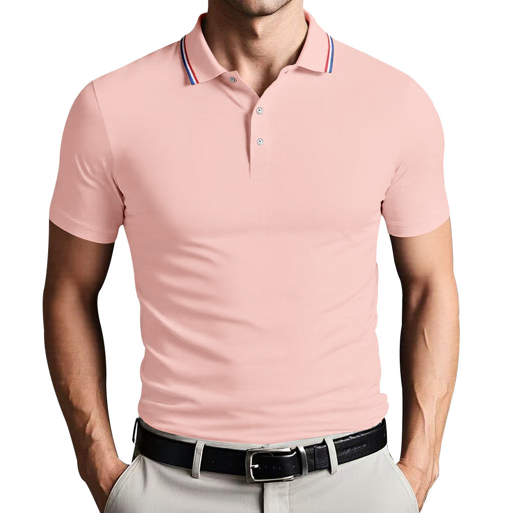 Mens Polo Shirt Polyester Blend Slim Fit Breathable