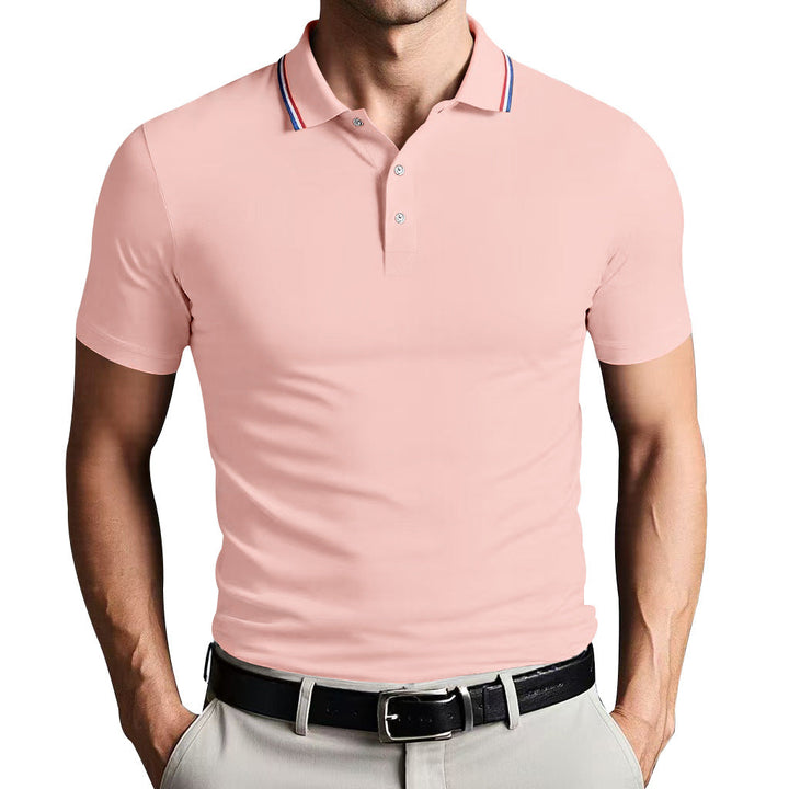 Mens Polo Shirt Polyester Blend Slim Fit Breathable