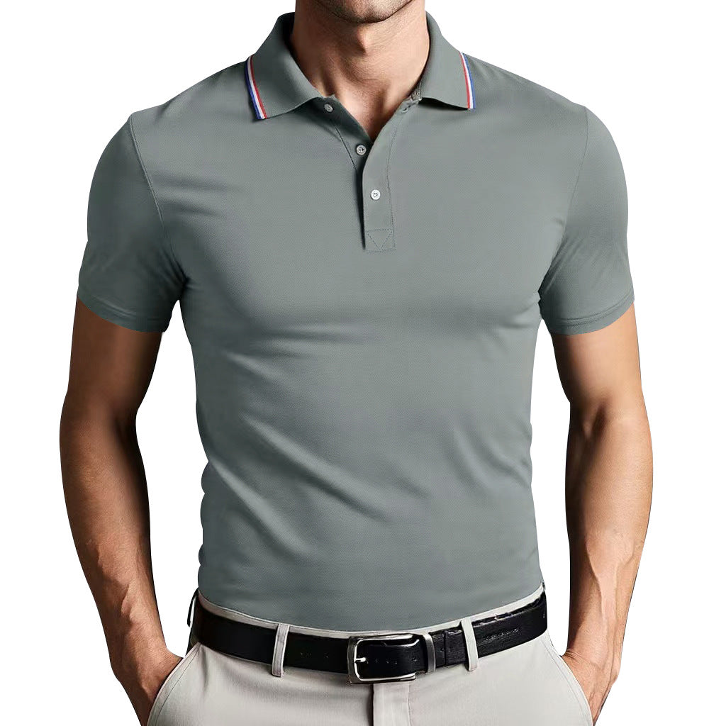Mens Polo Shirt Polyester Blend Slim Fit Breathable