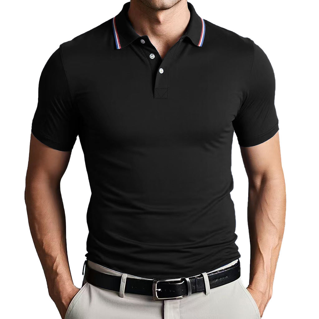 Mens Polo Shirt Polyester Blend Slim Fit Breathable