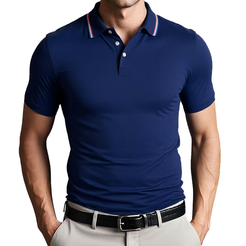 Mens Polo Shirt Polyester Blend Slim Fit Breathable