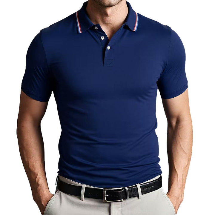 Mens Polo Shirt Polyester Blend Slim Fit Breathable