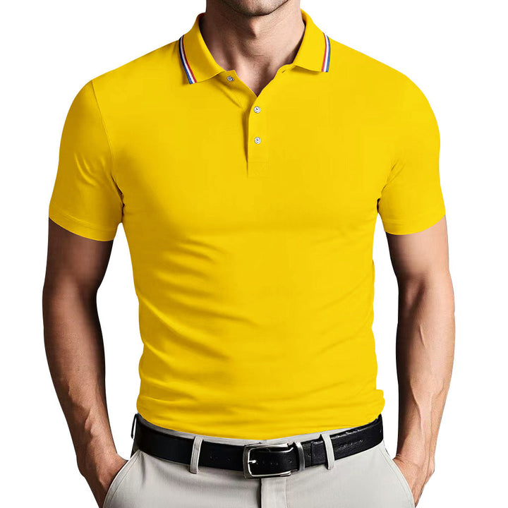 Mens Polo Shirt Polyester Blend Slim Fit Breathable