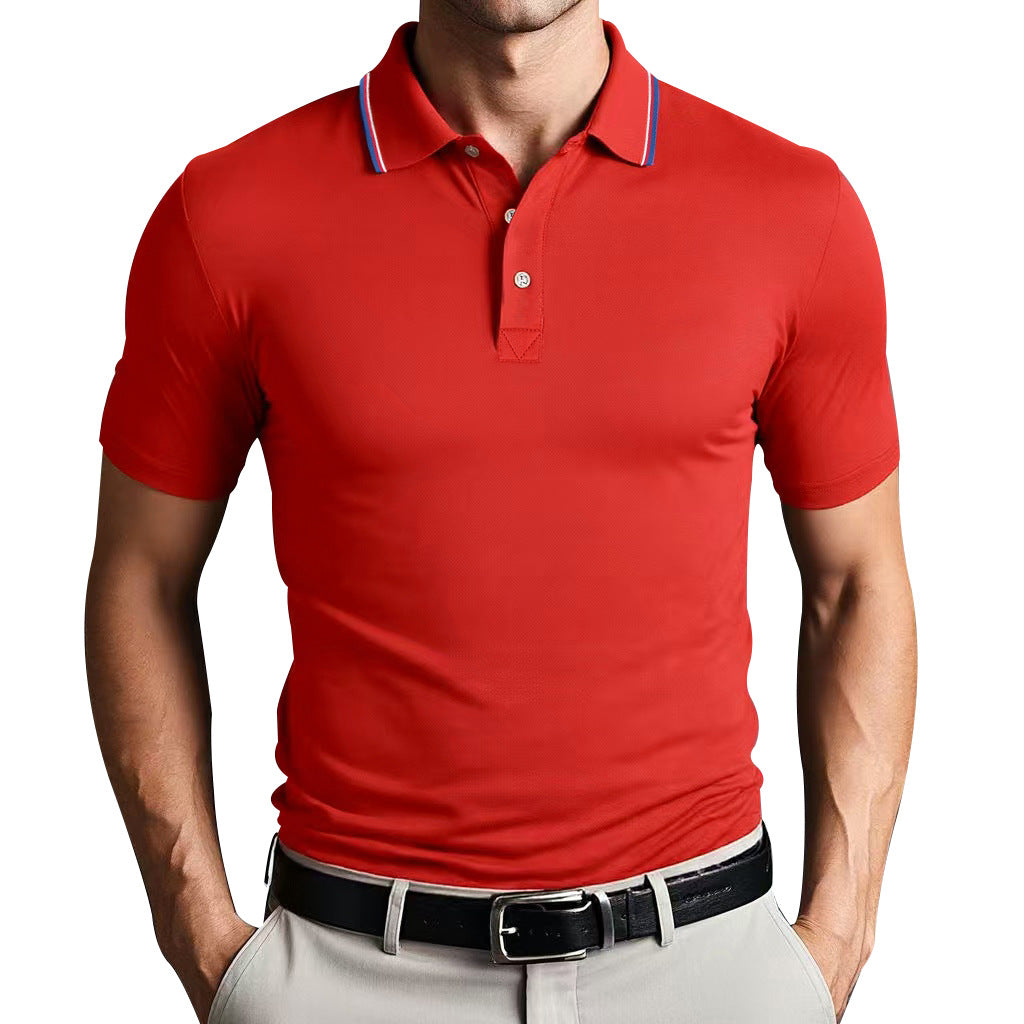 Mens Polo Shirt Polyester Blend Slim Fit Breathable