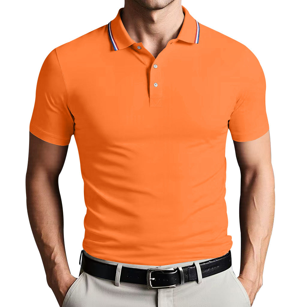 Mens Polo Shirt Polyester Blend Slim Fit Breathable
