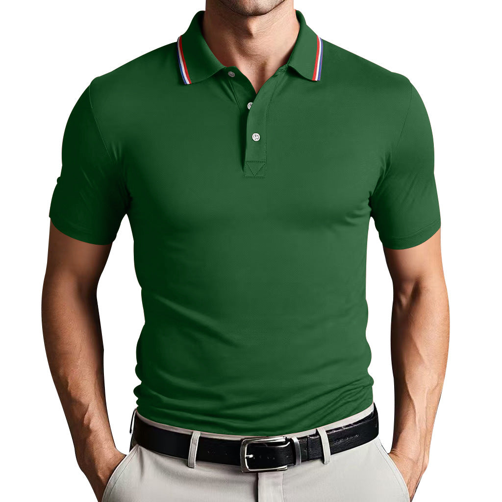 Mens Polo Shirt Polyester Blend Slim Fit Breathable