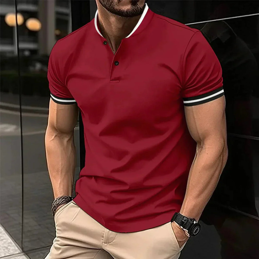 Mens Polo Shirt Stretch Blend Breathable Raised Collar