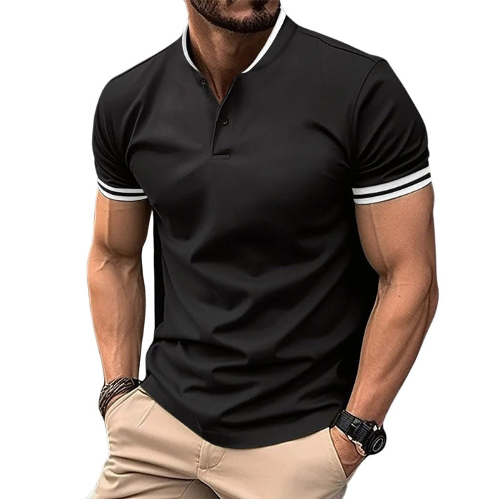 Mens Polo Shirt Stretch Blend Breathable Raised Collar