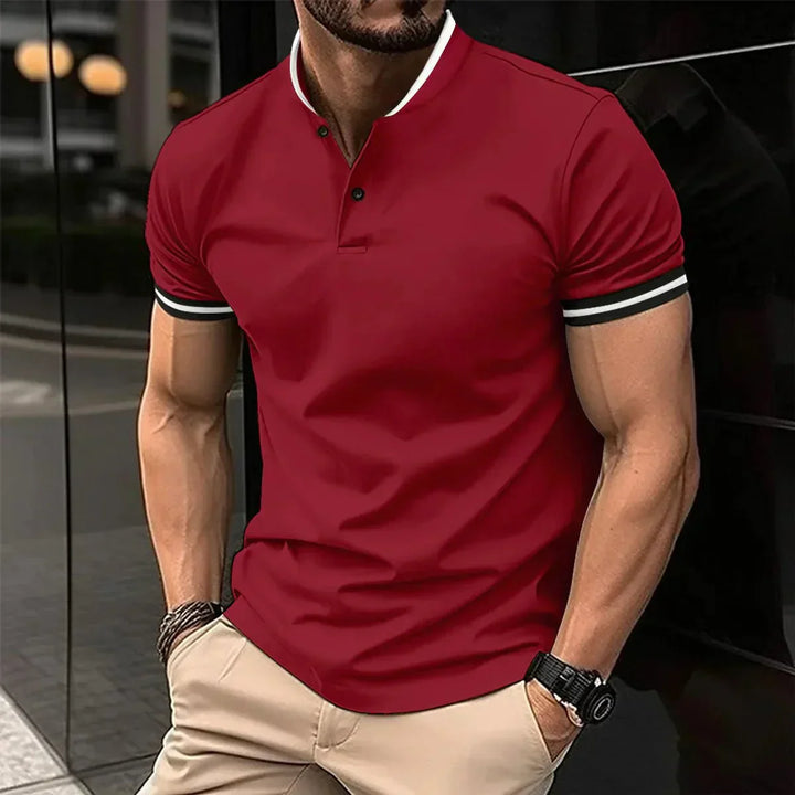Mens Polo Shirt Stretch Blend Breathable Raised Collar - BritishMode