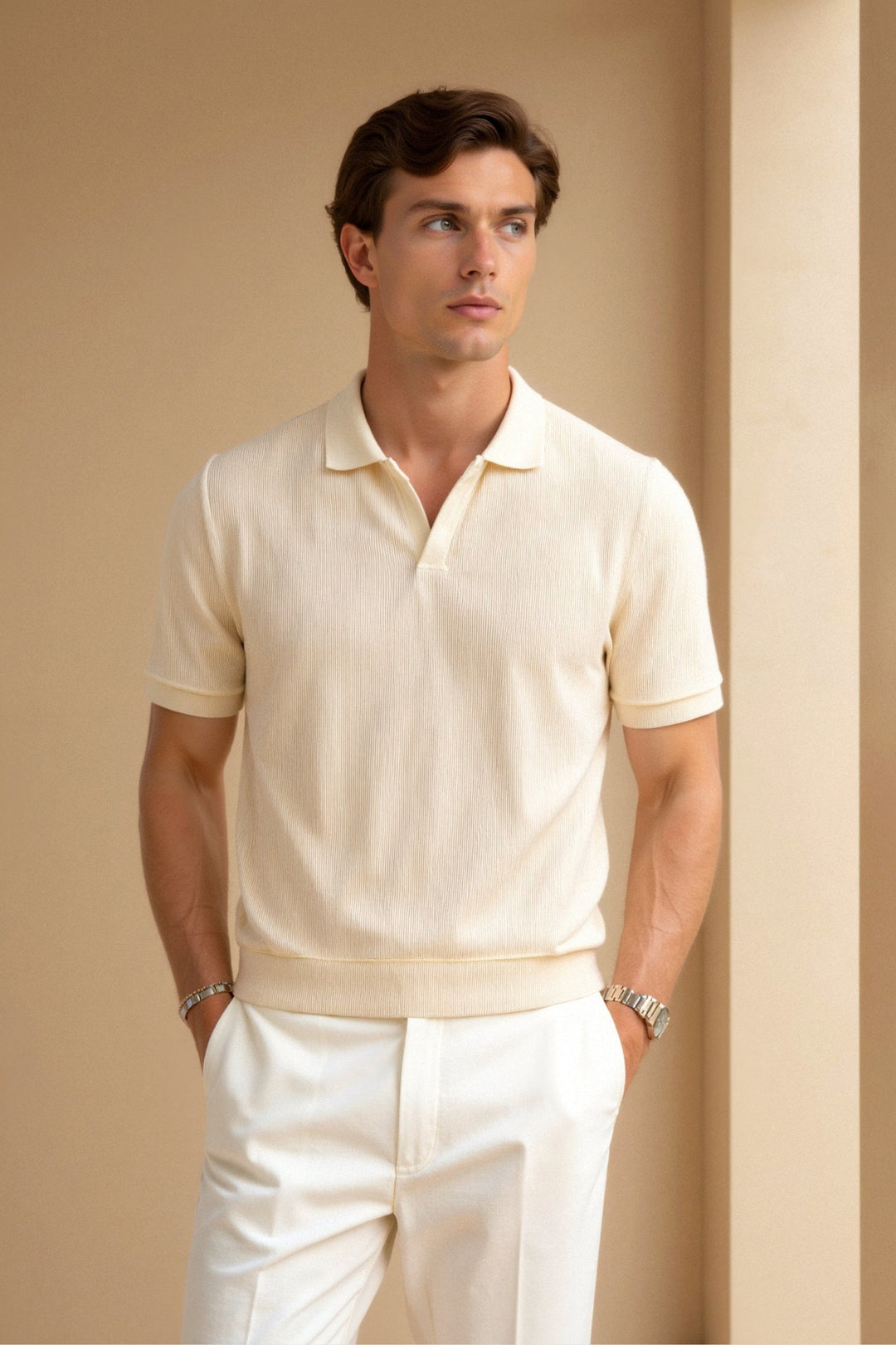 Mens Polo Shirt Ribbed Collar and Hem Structured Fit