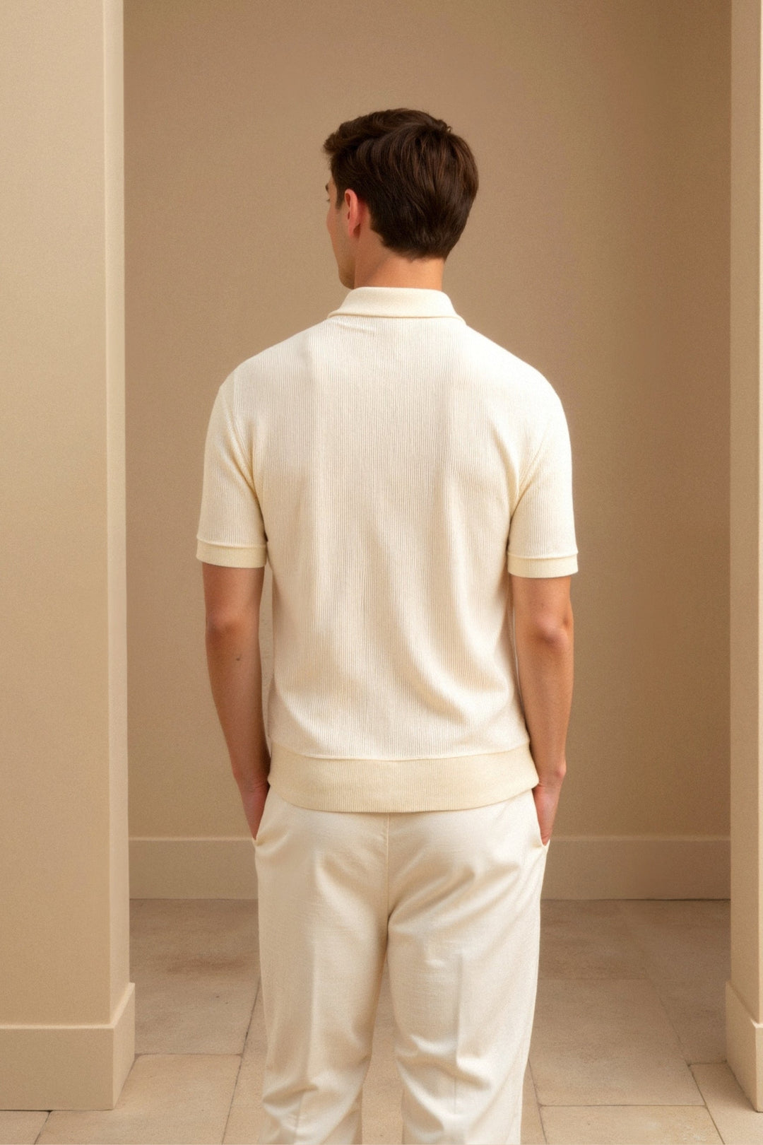 Mens Polo Shirt Ribbed Collar and Hem Structured Fit