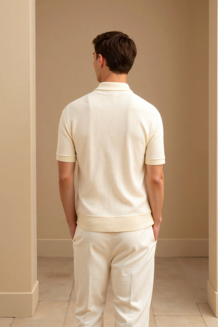 Mens Polo Shirt Ribbed Collar and Hem Structured Fit