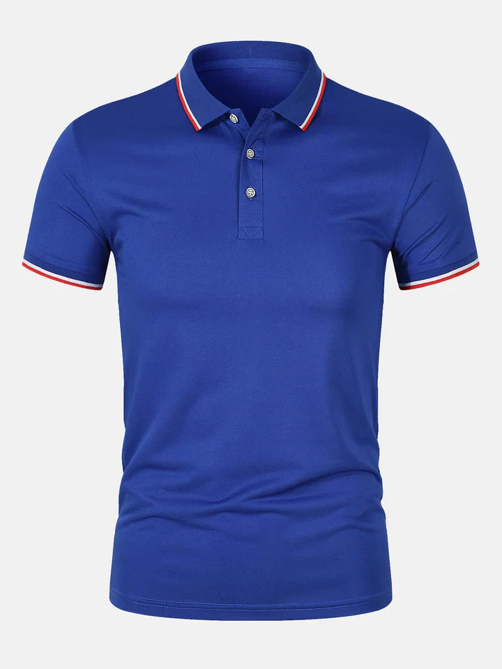 Mens Polo Shirt Breathable Knit Slim Fit Button Placket