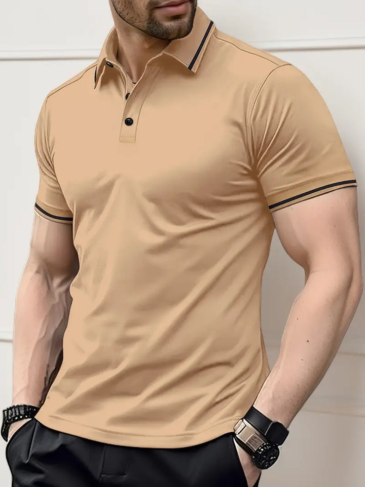 Mens Polo Shirt Slim Fit Breathable Blend