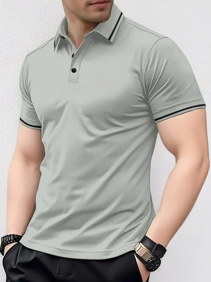 Mens Polo Shirt Slim Fit Breathable Blend