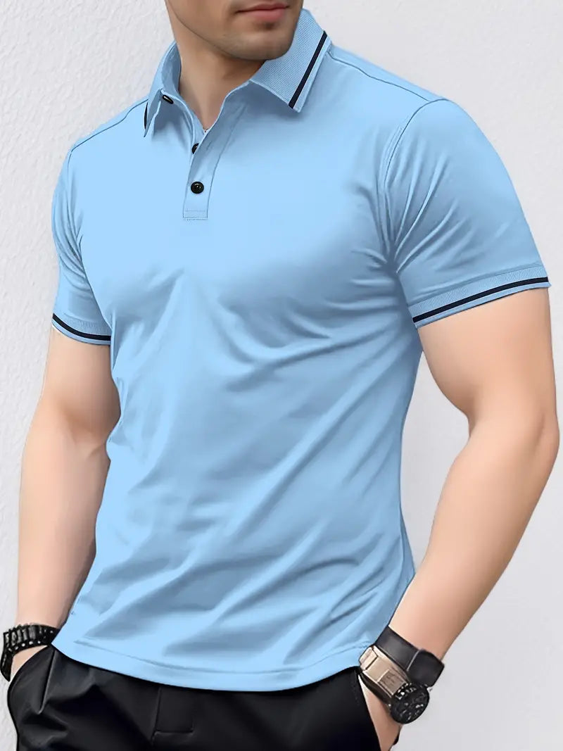 Mens Polo Shirt Slim Fit Breathable Blend