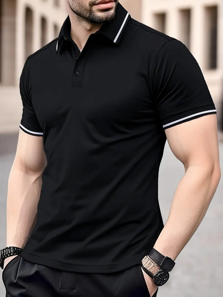 Mens Polo Shirt Slim Fit Breathable Blend